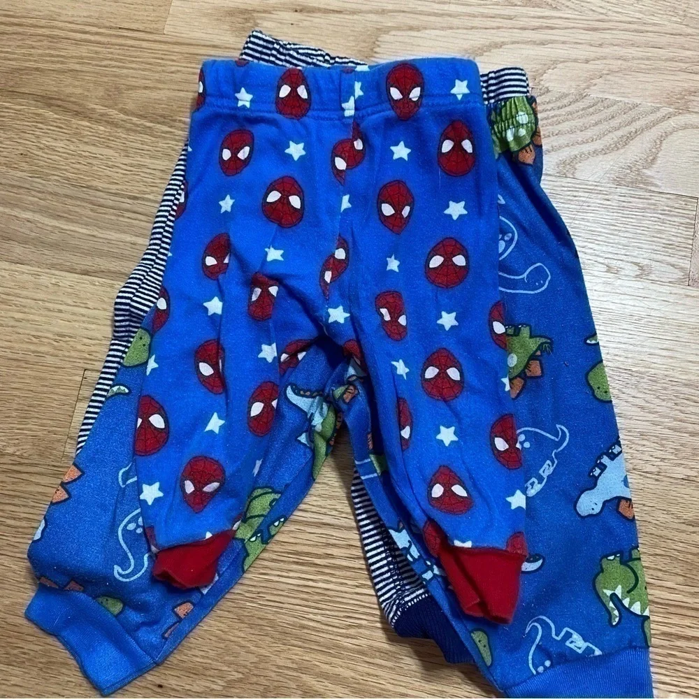 12 mos Boy Pajama Pants Bundle Spiderman Dinosaur